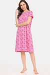 Rosaline Bloom Fest Knit Cotton Knee Length Nightdress - Aurora Pink — thumbnail 4